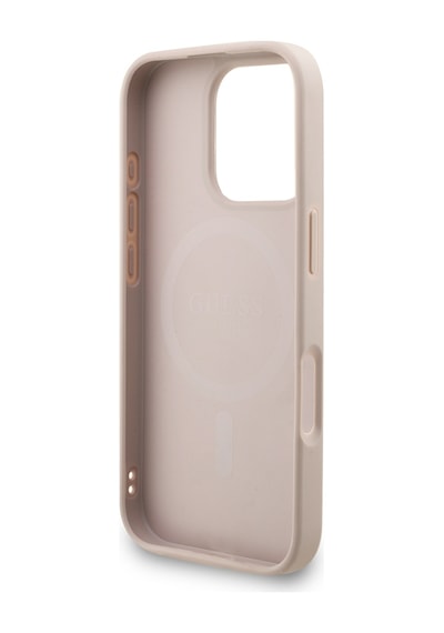 Apple iPhone 16 Pro Uyumlu Kılıf Guess Lisanslı M safe Bilek Askı İpli Yazı Logolu Kapak Pembe