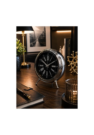 Sleep Nova Lüks Gümüş Metal Dekoratif Masa Saati