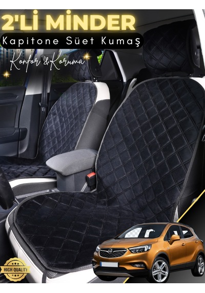 Opel Mokka X Uyumlu 2'li Süet Oto Koltuk Minderi Tam Koruma Hızlı Montaj Su Geçirmez A2 Siyah