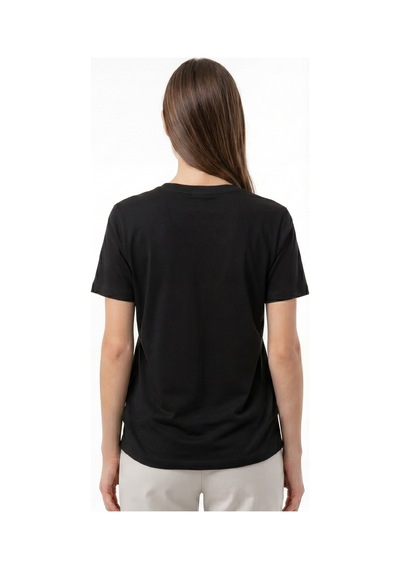 Goffra Kadın Vision V Yaka Premium Kalite Yoğun Dokulu Pamuklu T-shirt Siyah W102-r0220-09