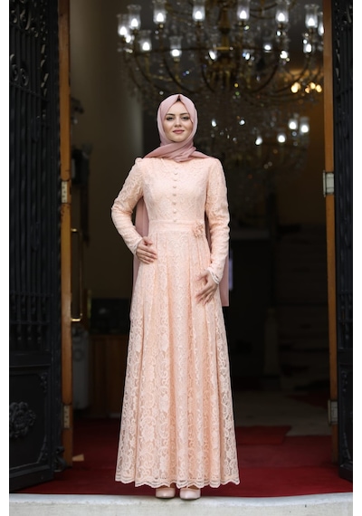 İbrahim Burak Etiler Collection Ahunisa Henna Abiye Somon 5646