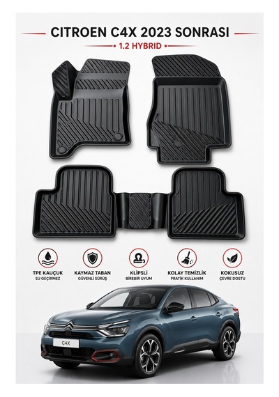 Citroen C4x Hybrid 2023 Sonrası İle Uyumlu 3d Oto Paspas Premium