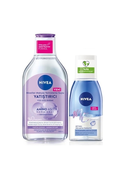 Nivea Micellar Makyaj Temizleme Suyu 400 ML + Hassas Ciltler İçin Göz Makyaj Temizleyici