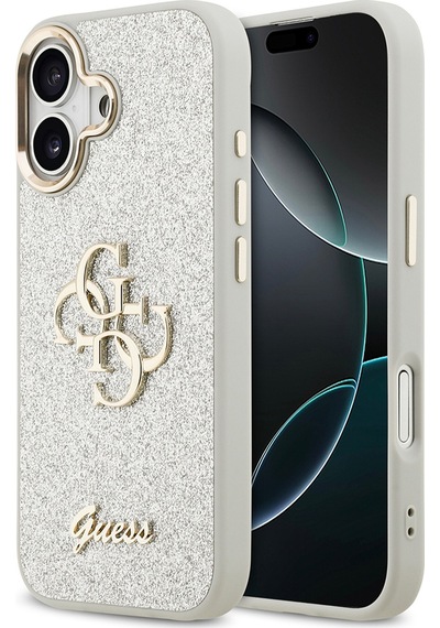 Apple Uyumlu iPhone 17 Kılıf Lisanslı 4g Büyük Metal Kamera Çerçeveli Ve Logolu Glitter Kapak Gri Gri