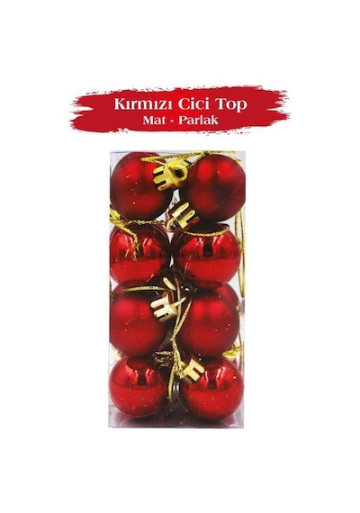 3 Cm Kırmızı Mat Parlak Yılbaşı Top Süs 16 Parça Mini Dekoratif Ağaç Ve Parti Süsleme Seti Diğer