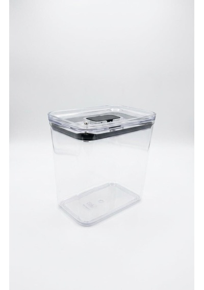 Fresh Hava Geçirmez Dikdörtgen Plastik Erzak Kabı 2100 Ml - Vakumlu Tek Tuş Kapaklı Şeffaf Plastik Bakliyat, Un Ve Şeker Saklama Kabı, Bpa İçermez 10,5x16x17cm