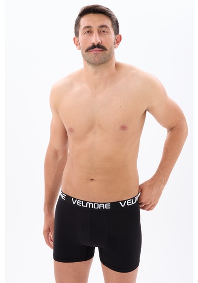 Velmore Erkek Boxer 12 Li Premium Kutu Pamuklu Likralı Beden S - 5xl Siyah