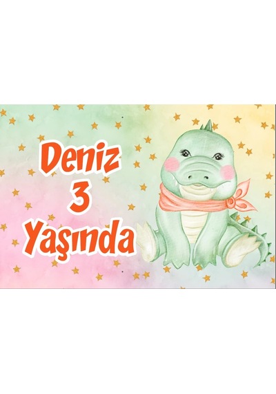 Sevimli Timsah Temalı Doğum Günü Afişi 100x150 Cm