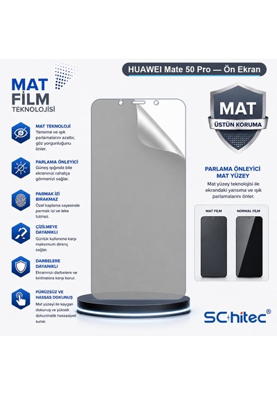 Huaweı Mate 50 Pro Uyumlu Ön Yüzey Mat Hidrojel Ekran Koruyucu 40567400