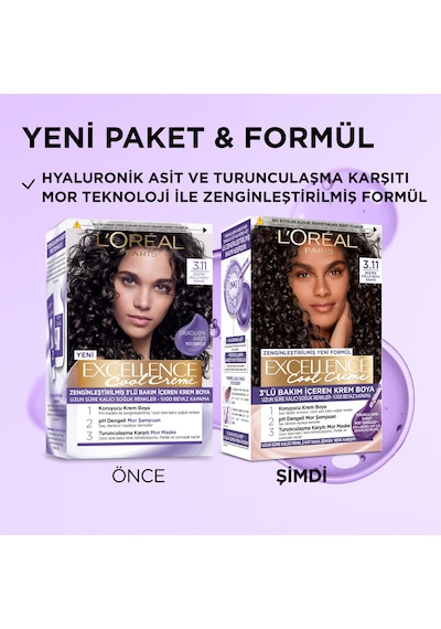 L Oréal Paris Excellence Cool Creme 3.11 Ekstra Küllü Koyu Kahve Saç Boyası
