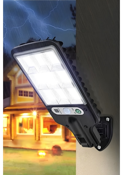 Markafox Solar Güneş Enerjili Led Bahçe Aydınlatması 120 Ledli 3 Modlu Hareket Sensörlü Su Geçirmez Lambası