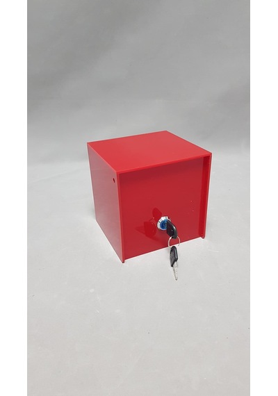 Kilitli Pleksi Masa Üstü Tip Box Bahşiş Kutusu Kırmızı 14x14xh13 Cm 1