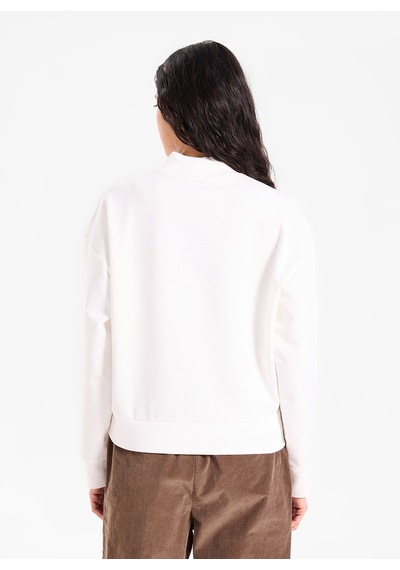 Discovery Expedition D6wl-swt3523 Kırık Beyaz Kadın Bisiklet Yaka Crop Sweatshirt