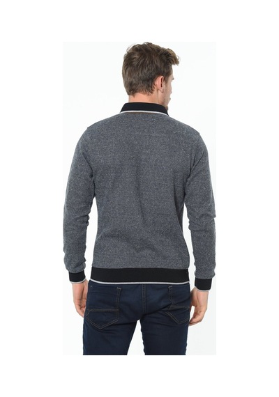 1038 Dewberry Erkek Sweatshırt-noktalı Lacivert