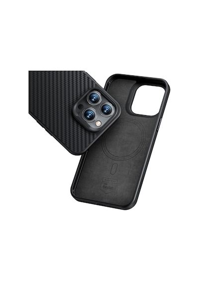 Apple Uyumlu iPhone 14 Plus Kılıf Karbon Fiber Magsafe Şarj Özellikli Benks Hybrid Armorpro 1500d Kevlar Siyah -