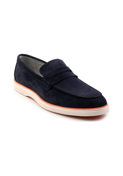 Bambi Lacivert Hakiki Deri Erkek Loafer Ayakkabı E01054184802 Lacivert