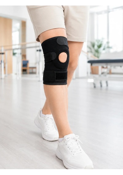 Siyah Ligamentli Dizlik Cırtlı Ayarlanabilir Kısa Diz Destekleyici Standart