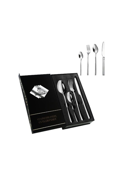 Çelik 24 Parça 6 Kişilik Gri Yemek Kaşık Çatal Bıçak Set Cin739by Çok Renkli