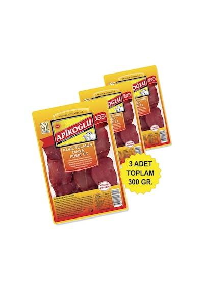Yüksek Proteinli Kurutulmus Dana Füme Et 100 Gr. Üçlü Paket Toplam 300 Gr.
