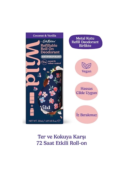 Wild Antiperspirant Roll On Cath Kidston Marble Ditsy Case & Coconut & Vanilla Refill Ter Önleyici 50 Ml