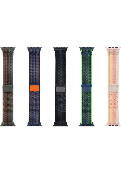 Apple Watch 7 45mm Krd-91 Hasır Kordon Strap Kayış Pembe
