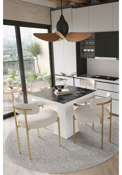 Avvio Arona Beyaz Lake Mdf Ayak 90x90 Yemek Masası Mutfak Masası 4 Kişilik Masa Takımı Teddy Sandalye Siyah Mermer Avvio9882 Avvio Arona Beyaz Lake Mdf Ayak 90x90 Yemek Masası Mutfak Masası 4 Kişilik Masa Takımı Teddy Sandalye Siyah Mermer Avvio9882