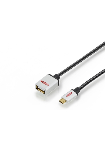 Ednet Premium Micro Usb 2.0 Adaptör Kablosu, Usb A Dişi &lt -&gt Micro Usb B Erkek, On-the-go Otg , 180 Derece Ters Yüz Çevirerek Takılabilir, 0.30