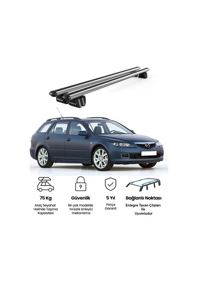 Pençe Mazda 6 Wagon 2002-2012 Uyumlu Gri Ara Atkı Port Bagaj Tavan Barı