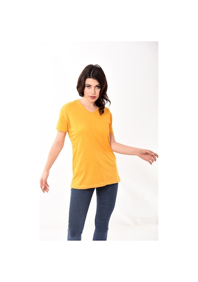 V Yaka Basic Kadın Tişört T-Shirt