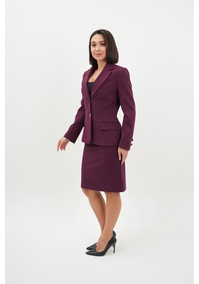 Velnara Moda Mürdüm Modern Klasik Kadın Takım Elbise - Düğme Detaylı Ceket & Astarlı Kalem Etek Mürdüm - 942457488 Mürdüm