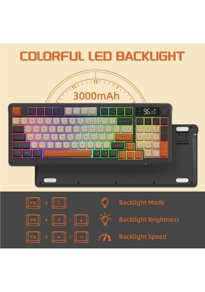 Miaxtreme Freewolf M96 2.4g Bt5.0 Çift Bağlantılı Tft Led Ekranlı Reinbow Gaming Oyuncu Klavye