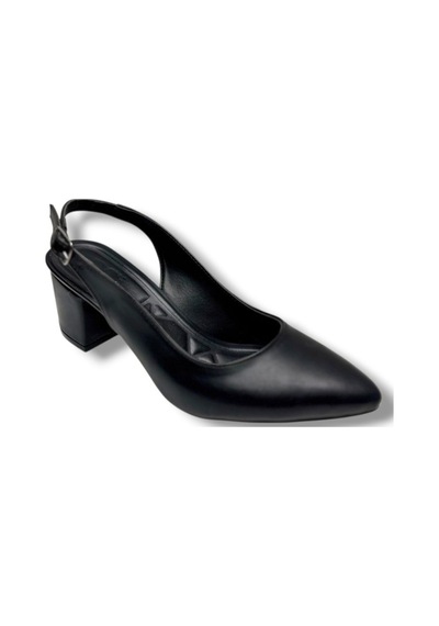 C-shoes Cv100-26 Cilt Sivri Burun Kalın Topuklu Kadın Ayakkabı 6cm Siyah