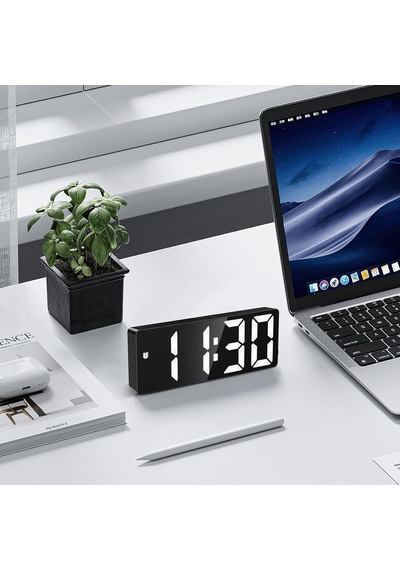 Oqımax Dijital Led Çalar Saat, Dijital Masa Saati, 4 Parlaklık, Tarih, 12/24 Saat, Erteleme Ve Dst Fonksiyonu, Büyük Diğer