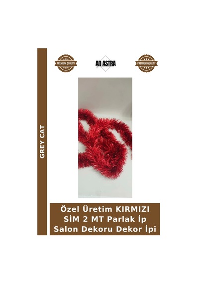 Özel Üretim Kırmızı Sim 2 Mt Parlak İp Salon Dekoru Dekor İpi
