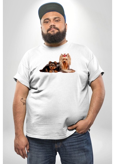 Angemiel Yorkshire Teacup Ve Anne Köpek Beyaz Büyük Beden Kadın Erkek Ünisex Basic Ön Baskılı Tişört Beyaz Angemiel Yorkshire Teacup Ve Anne Köpek Beyaz Büyük Beden Kadın Erkek Ünisex Basic Ön Baskılı Tişört Beyaz