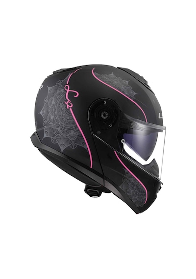 Ls2 Strobe 2 Lux Çene Açılır Motosiklet Kaskı Siyah - Pembe
