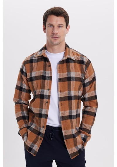 Tudors Erkek Slim Fit Dar Kesim Kareli Kışlık Oduncu Gömlek-42099 Çok Renkli