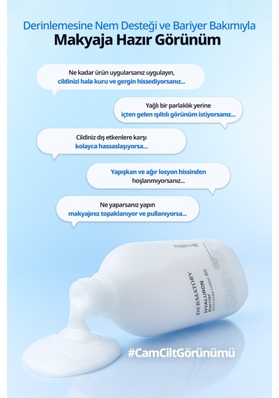Nem Veren Makyaj Öncesi Parlak Bitişli Bakım Losyonu Dermatory Hyaluron Barrier Skin Prep Lotion B5