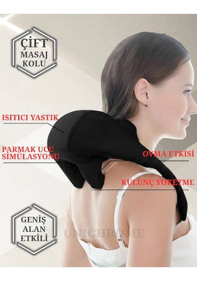 Yeni Model İnsan Eli Hissi Veren Şarjlı Masaj Aleti Ovmalı, Boyun, Sırt Ve Bacak Masaj Cihazı Siyah
