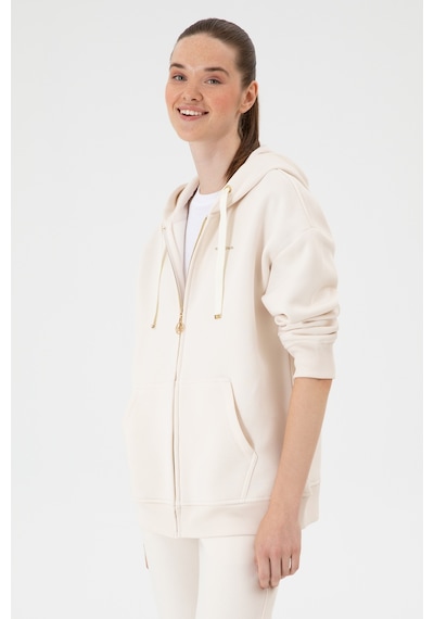 U.S. Polo Assn. Kadın Krem Şardonlu Kapüşonlu Sweatshırt 50314130-VR071
