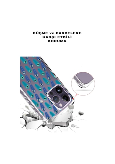 Prinrify Samsung Galaxy M30s Uyumlu Nazar Boncuğu 4 Baskılı Şeffaf Köşe Korumalı Antişok Kılıf