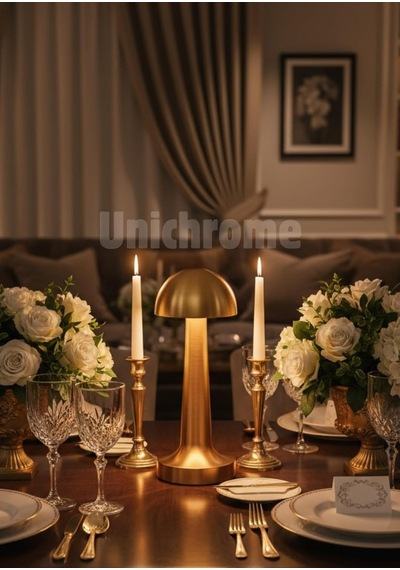 Unichrome Lizbon 3 Işık Renkli Şarjlı Dim Edilebilir Masa Lambası Gold Diğer