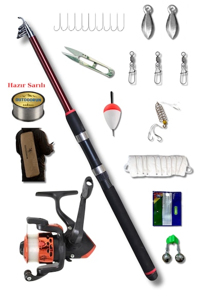 Piranha Dolphin 165cm 50-150gr Ak 200 Çocuk Olta Seti Kırmızı