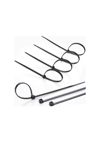 4,8x380 Mm Siyah Kablo Bağı 100'lü Paket Çırt Kelepçe Plastik Kablo Toplama Bağı Güçlü Kilitli Genel