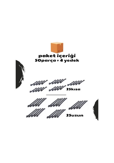 Kartlı Metal Araba Askı Aparatı, Silikon, Siyah, 50'li Set, Regular & Premium Ve Uzun Kart Organizatör