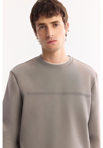 Avva Erkek Gri Bisiklet Yaka Pamuklu Bi-stretch Baskılı Regular Fit Sweatshirt A52y1325