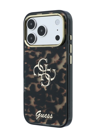 Apple iPhone Uyumlu 18 Pro Max Kılıf Guess Lisanslı Yazı Ve 4g Büyük Metal Logolu Silikon Kapak Siyah-kahverengi Siyah - Kahverengi