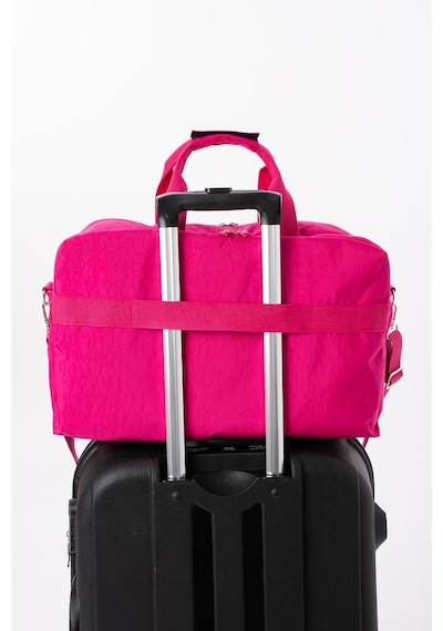 Baginn Seyehat Spor Çantası Kabin Boy Valiz 45 35 Cm Omuz Ve Çapraz Askılı Hafif Klinkır Çanta Su İtici Pembe