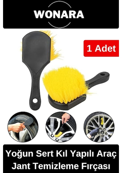 Ergonomik Tutuşlu Motor Bisiklet Uyumlu Güçlü Sert Kıl Yapılı Araç Jant Lastik Temizlik Fırçası