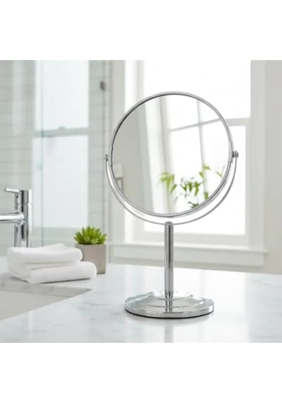 Çift Taraflı Büyüteçli Makyaj Ve Tıraş Aynası 16 Cm Açık Bej